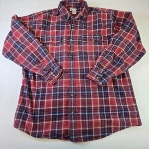 Carhartt 100% Cotton Button Up Plaid Heavy Flannel Shirt Red Size 2XL Tall
